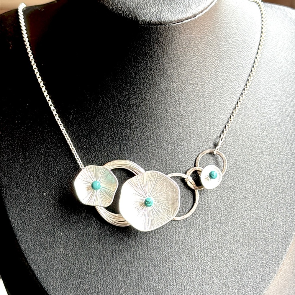 Artisan Handcrafted Sterling Silver Flower Necklace